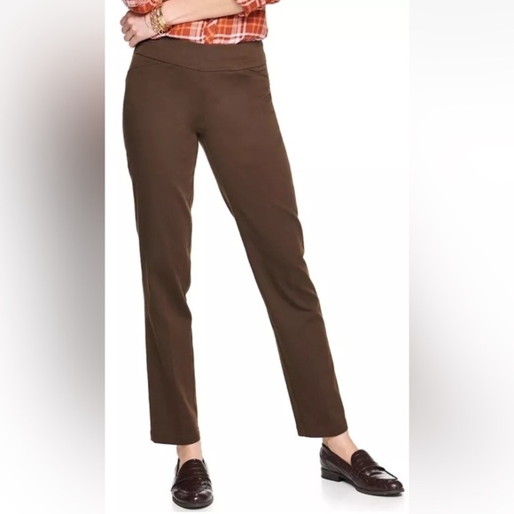 NWT Croft Barrow Brown Effortless Stretch Pants Womens Size 14 (1411) - Picture 1 of 7